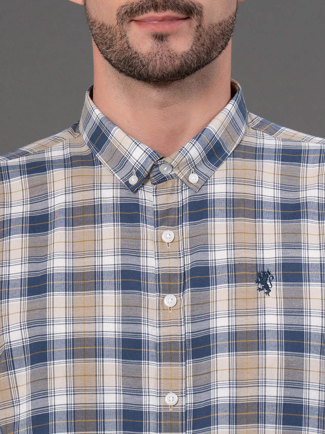 Navy Checked Shirt for Men - Image 4
