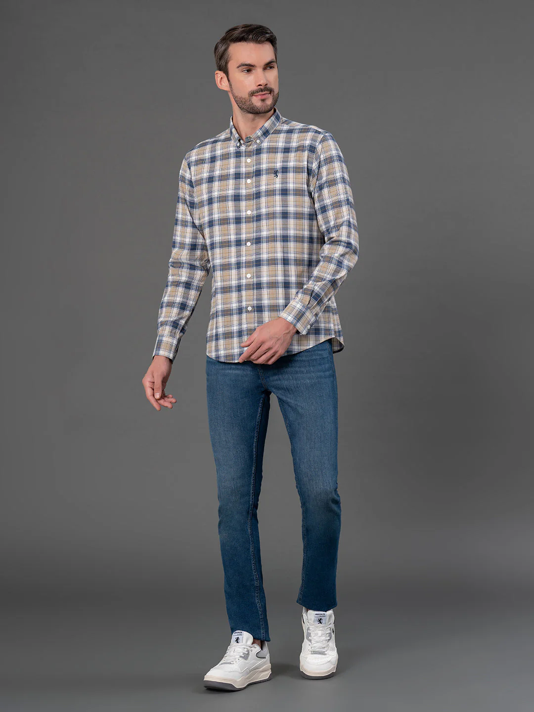 Navy Checked Shirt for Men - Image 5