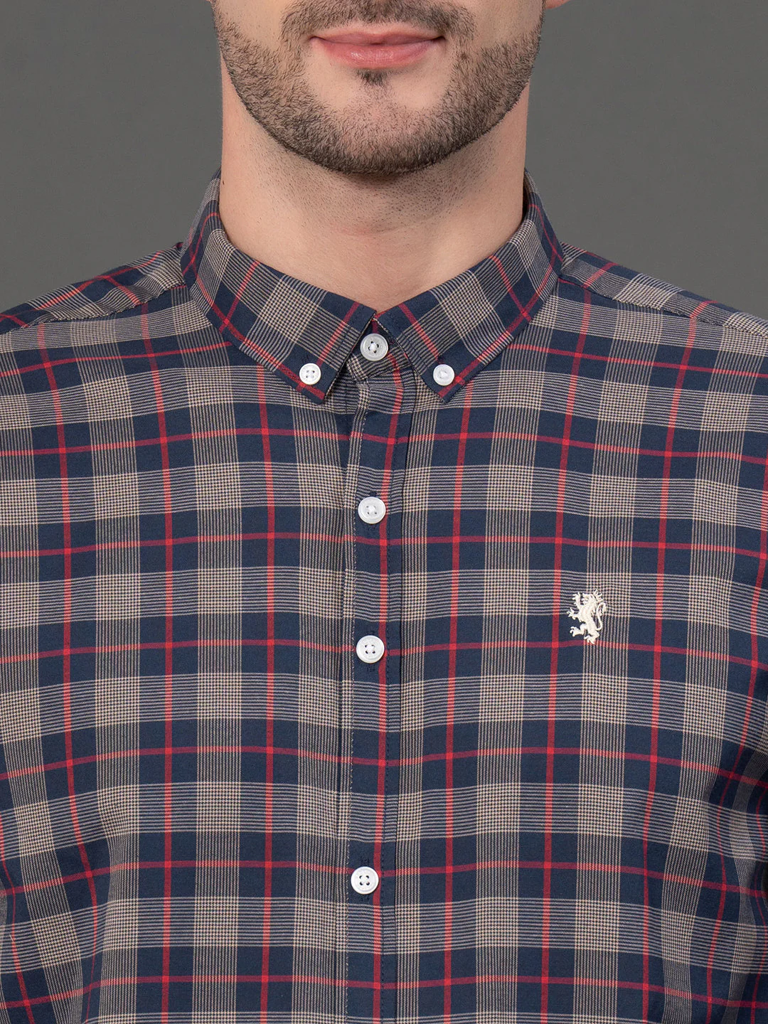 Navy Checked Shirt for Men - Image 4
