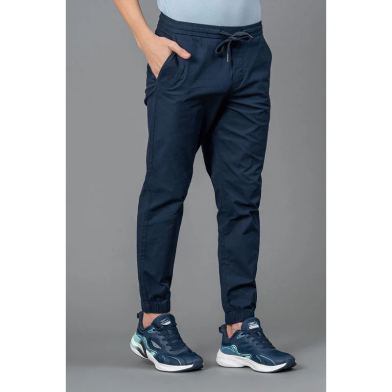 Navy Cotton Joggers for Men - Image 2
