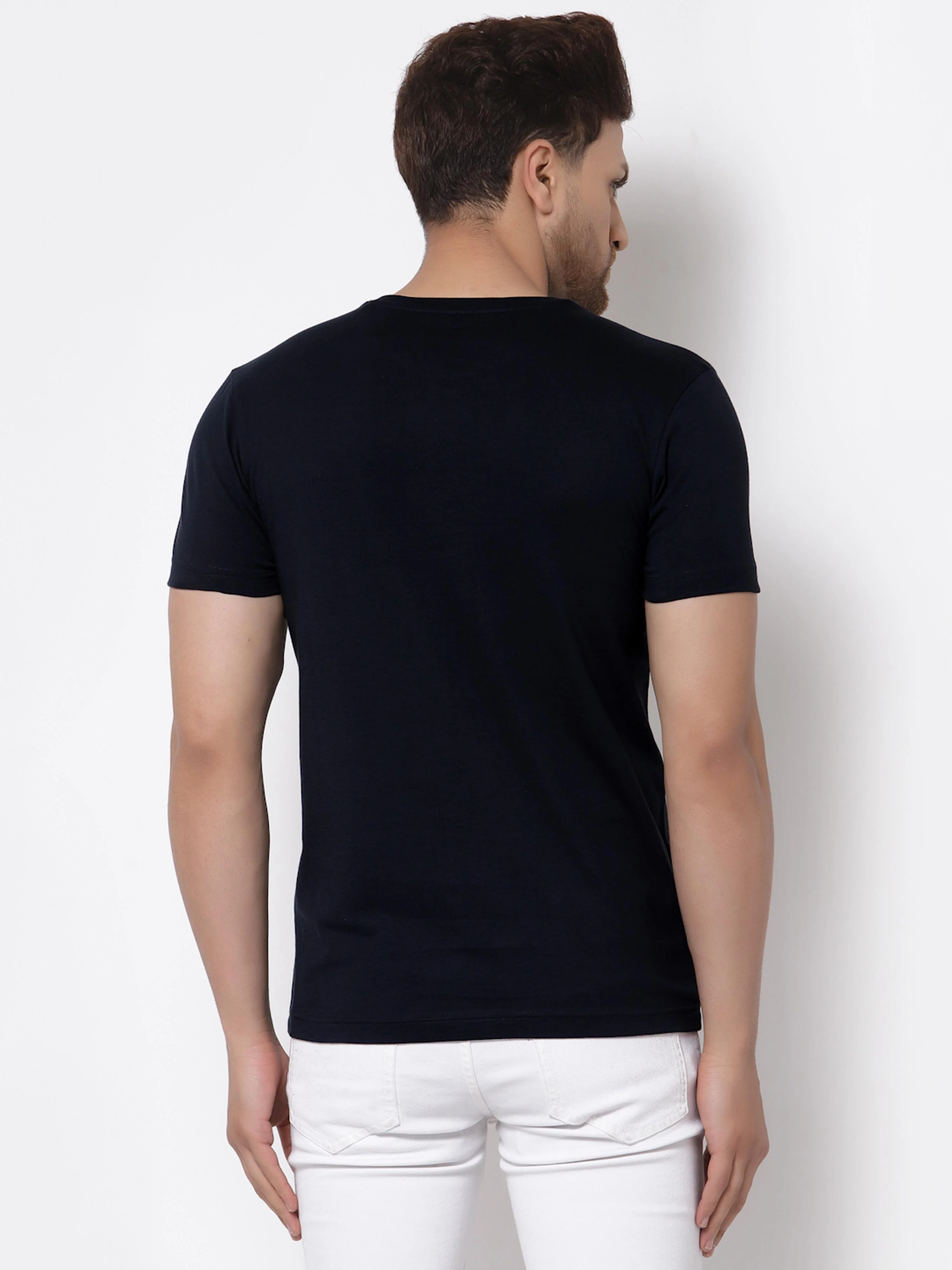 Navy Graphic Print Pure Cotton Men's T-Shirt - Image 3