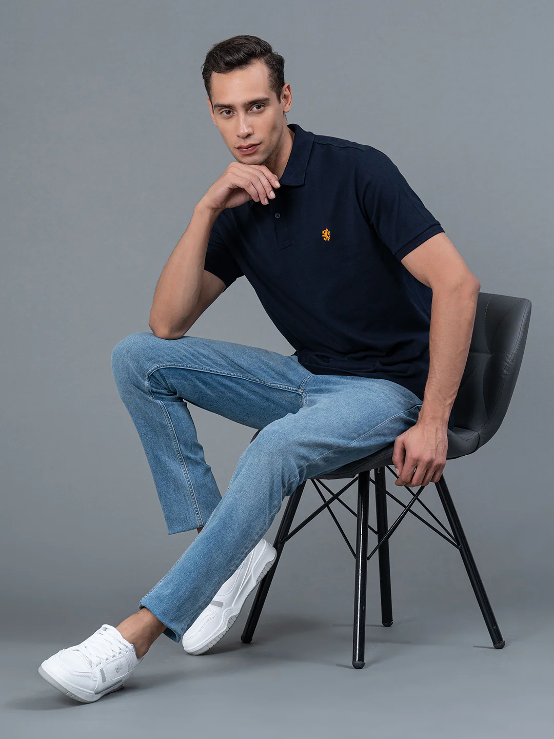 Navy Men's Polo T-Shirt - Image 5