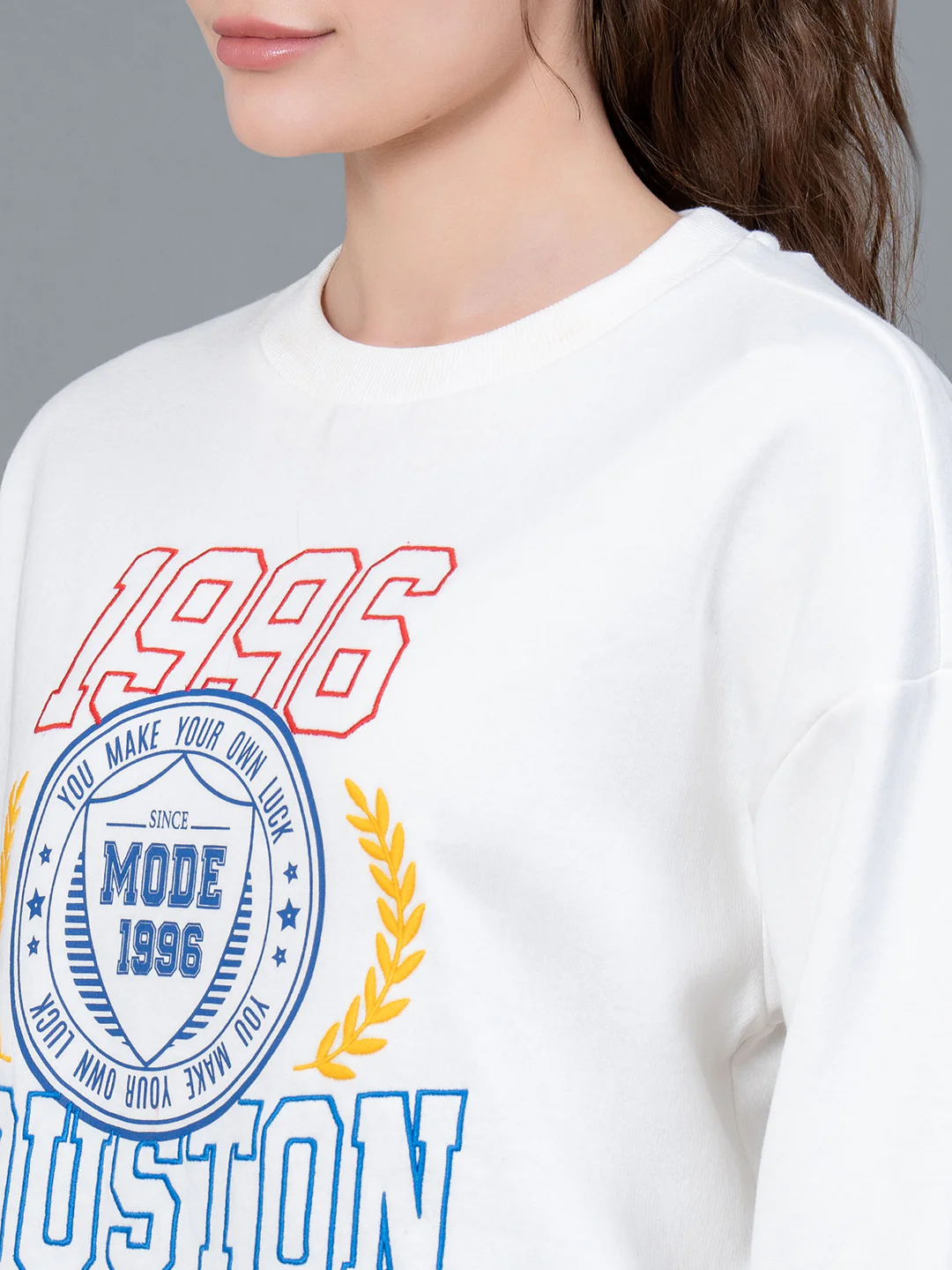 Off White Casual Sweatshirt for Women - Image 4