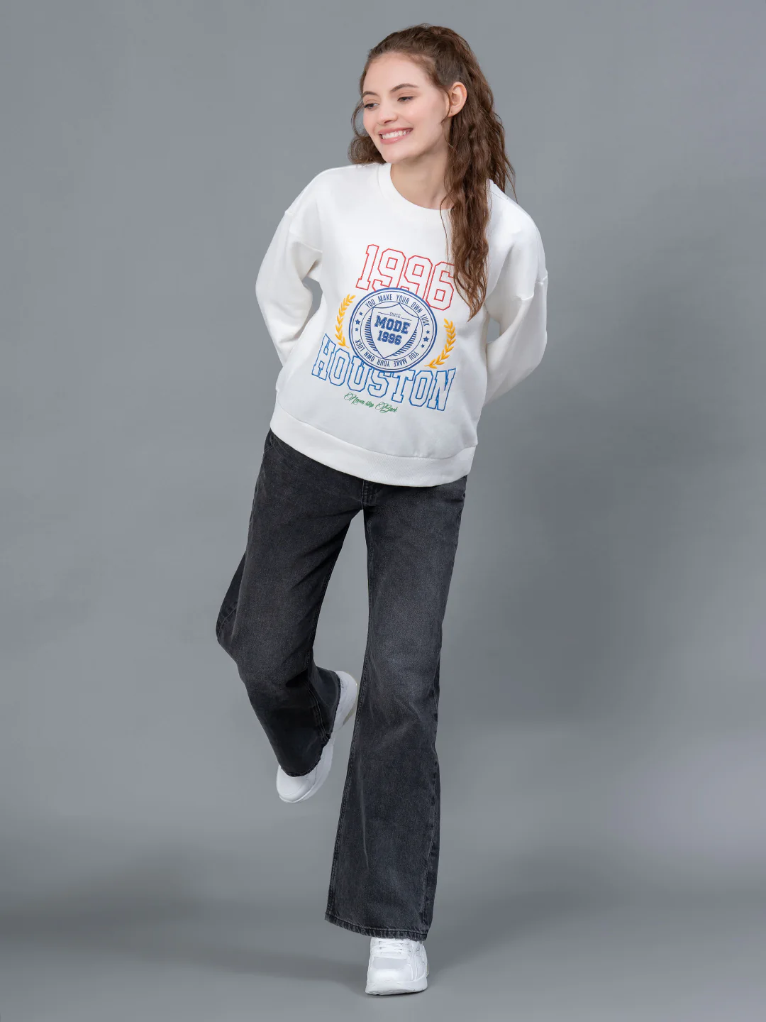 Off White Casual Sweatshirt for Women - Image 5