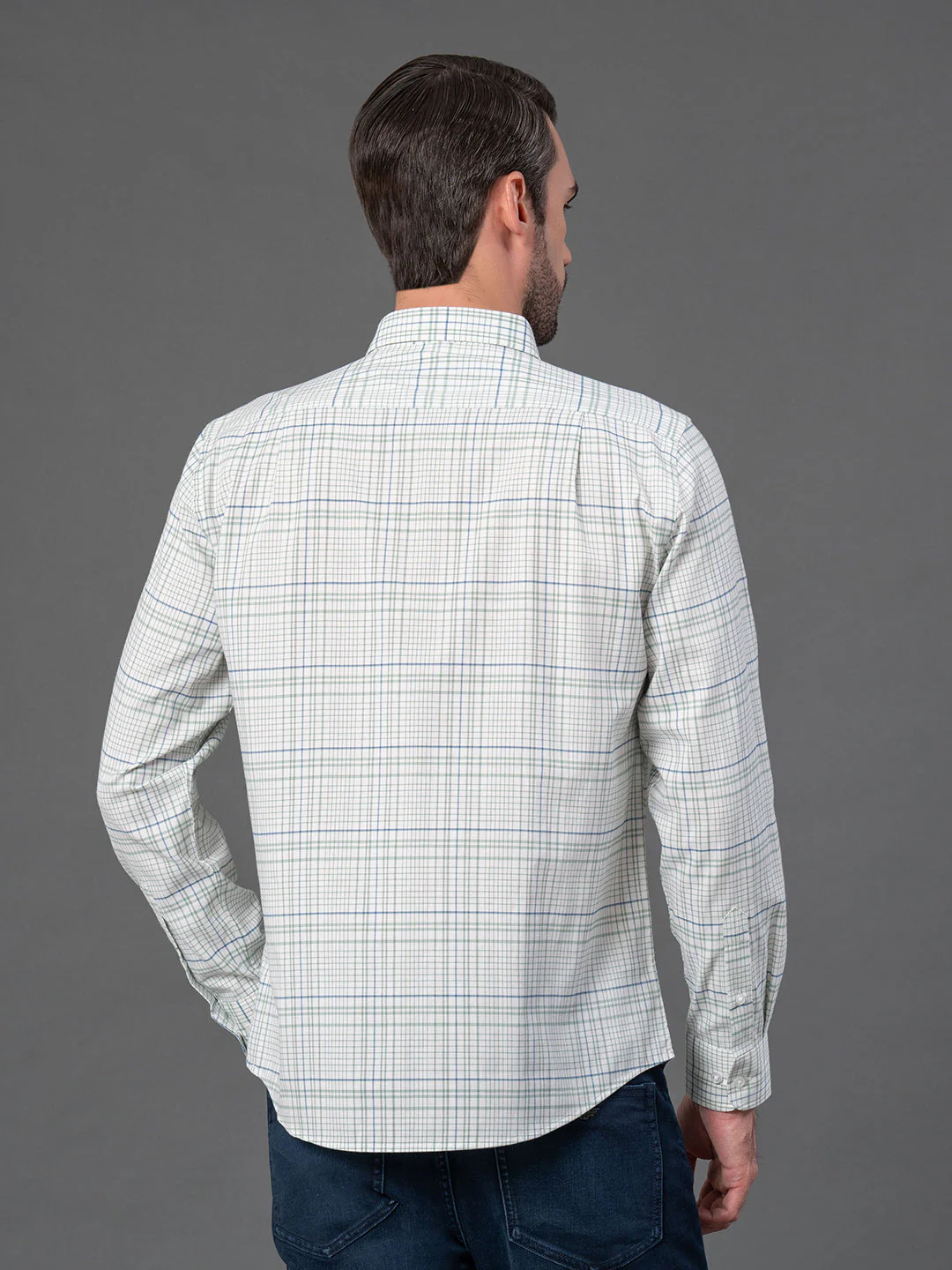 Off White Checked Shirt for Men - Image 3