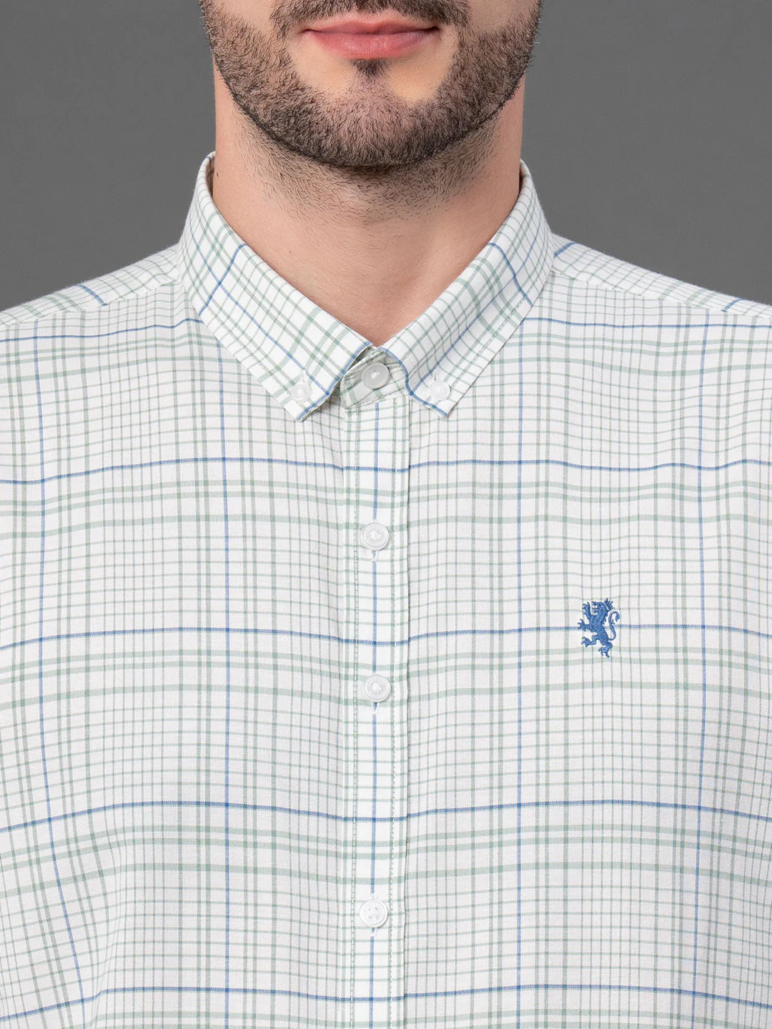 Off White Checked Shirt for Men - Image 4