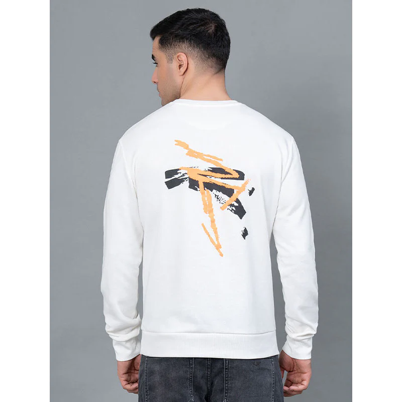 Off White Graphic Print Cotton Poly Fleece Men's Sweatshirt - Image 3