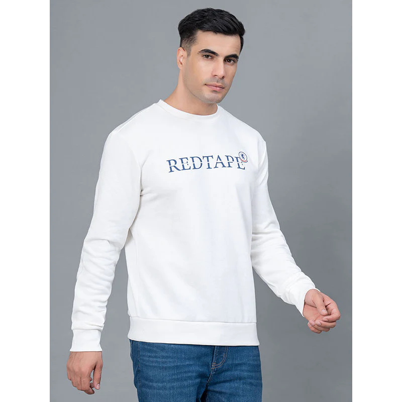 Off White Graphic Print Cotton Poly Fleece Men's Sweatshirt - Image 2