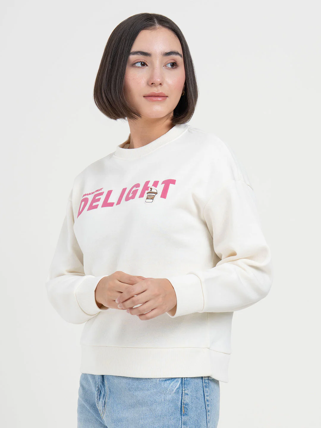 Off-White Graphic Sweatshirt for Women | Casual Everyday Ease - Image 4