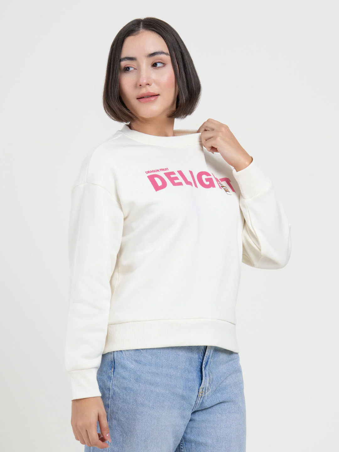 Off-White Graphic Sweatshirt for Women | Casual Everyday Ease - Image 7
