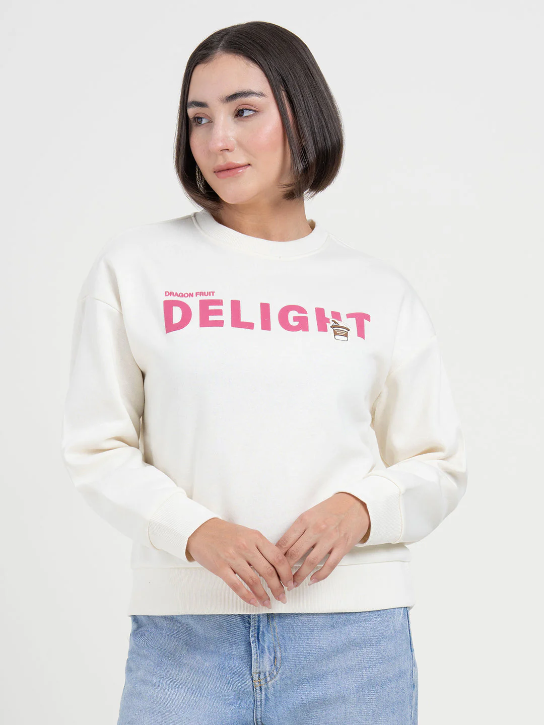 Off-White Graphic Sweatshirt for Women | Casual Everyday Ease - Image 8
