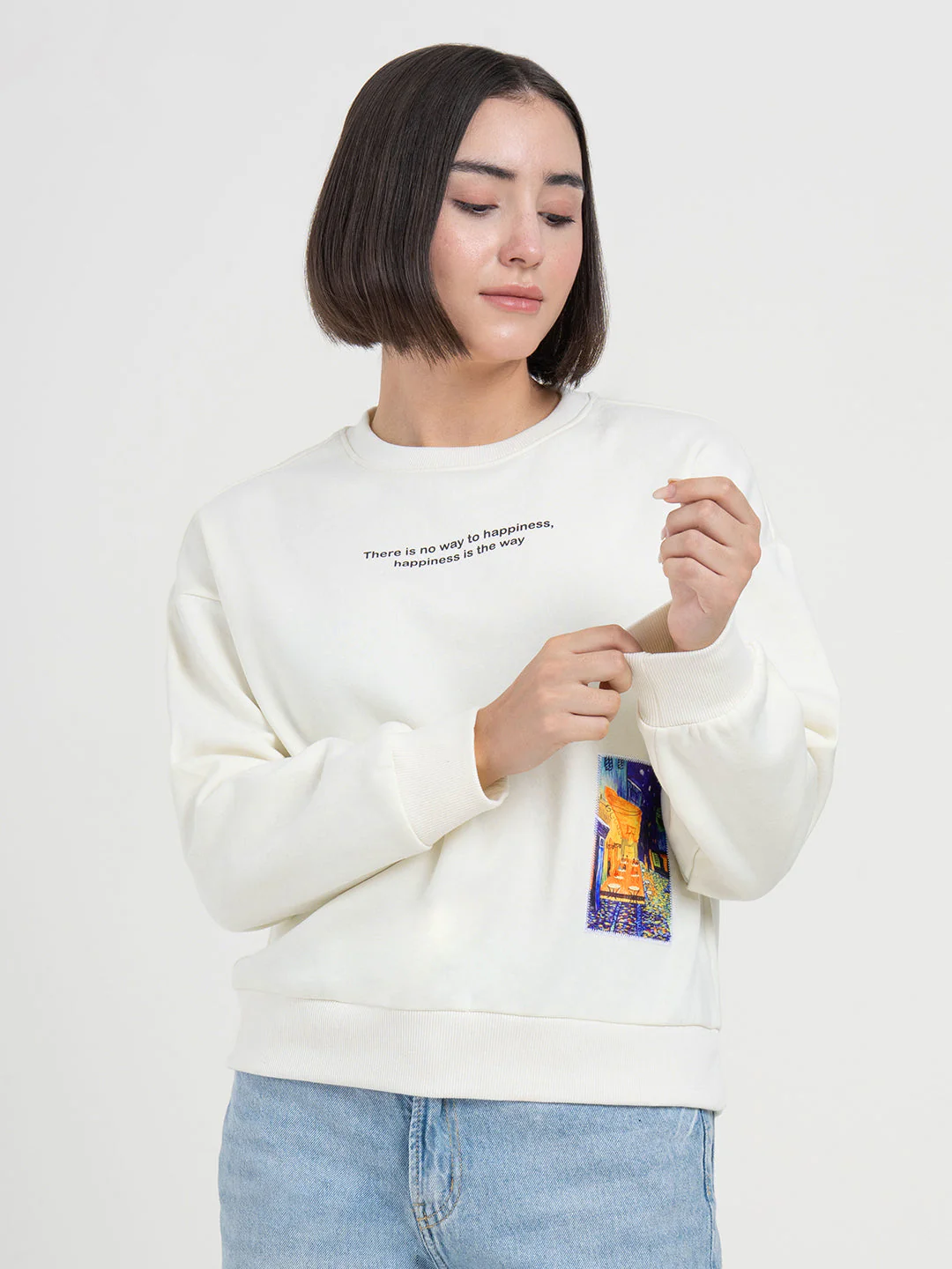 Off-White Graphic Sweatshirt for Women | Winter Everyday Comfort - Image 3