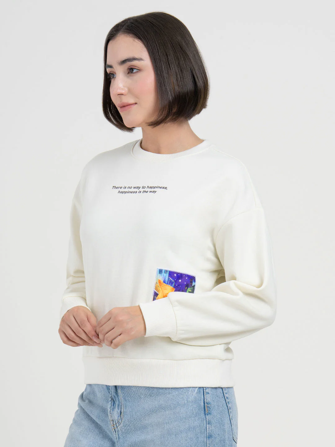 Off-White Graphic Sweatshirt for Women | Winter Everyday Comfort - Image 4
