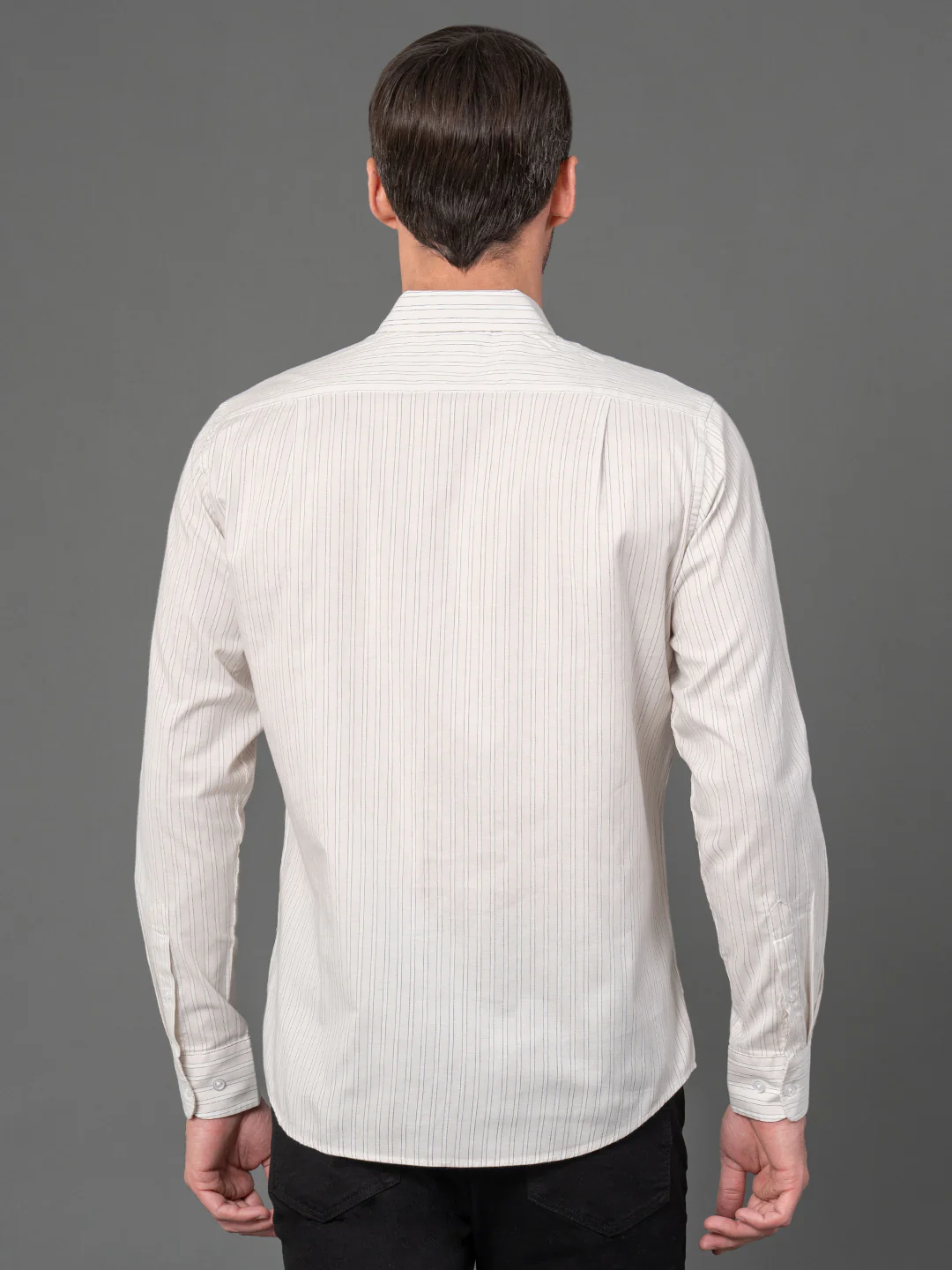 Off White Striped Shirt for Men - Image 3