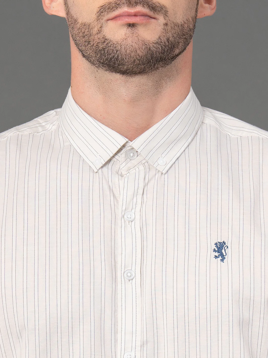 Off White Striped Shirt for Men - Image 4