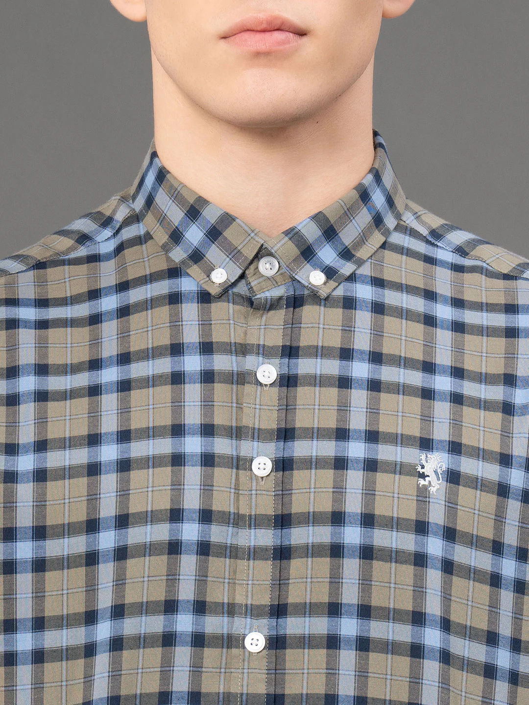 Olive Checked Shirt for Men - Image 4