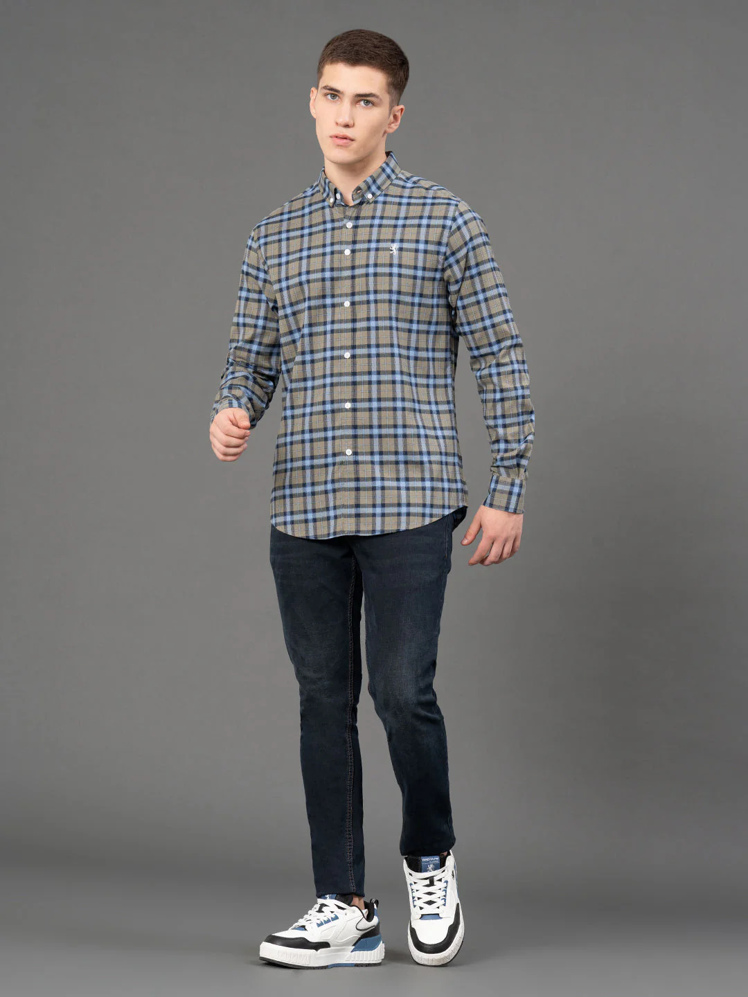Olive Checked Shirt for Men - Image 5