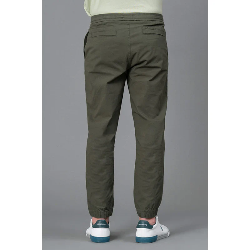 Olive Cotton Joggers for Men - Image 3