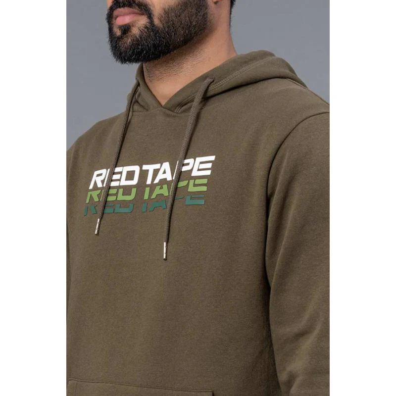 Olive Graphic Print Full Sleeve Cotton Poly Fleece Men's Hoodie - Image 4