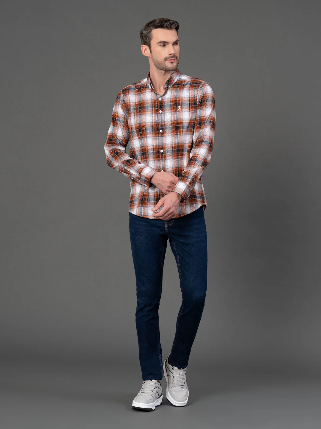 Orange Checked Shirt for Men - Image 5