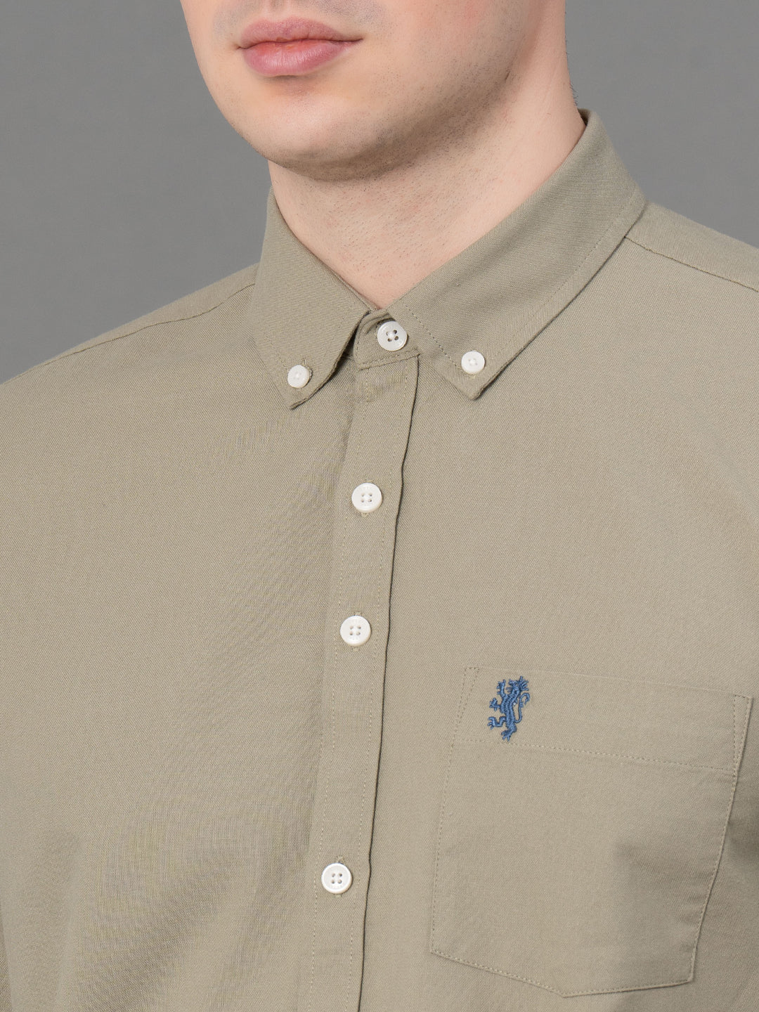 Olive Oxford Shirt for Men - Image 4