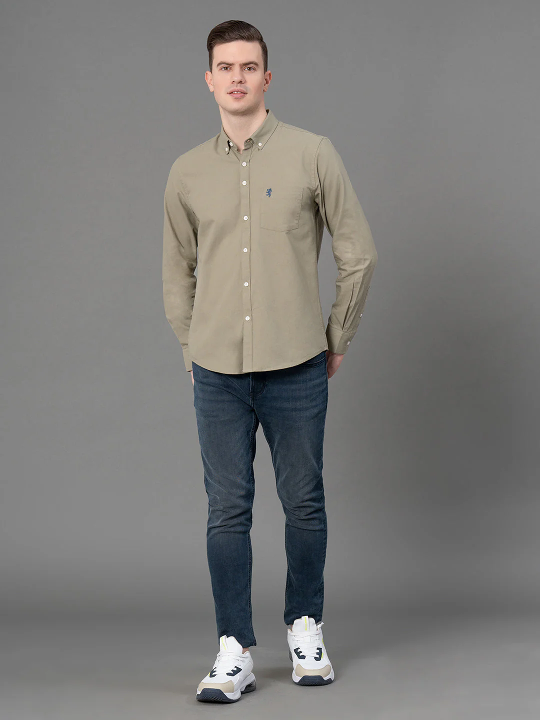Olive Oxford Shirt for Men - Image 5