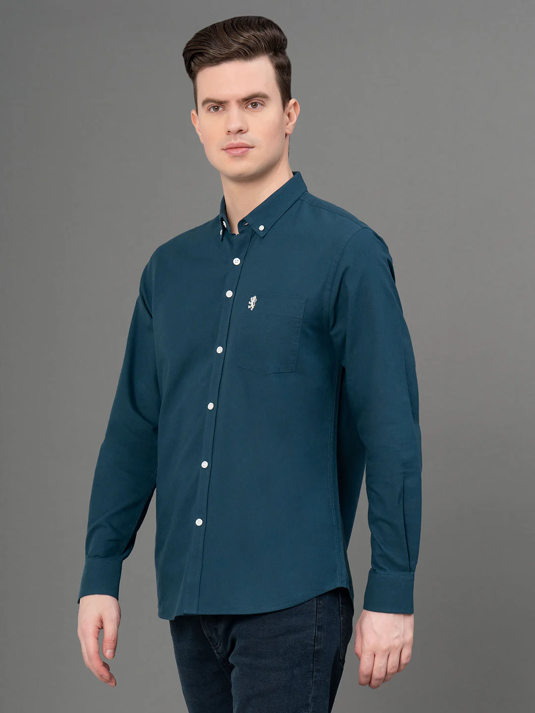 Teal Oxford Shirt for Men - Image 2