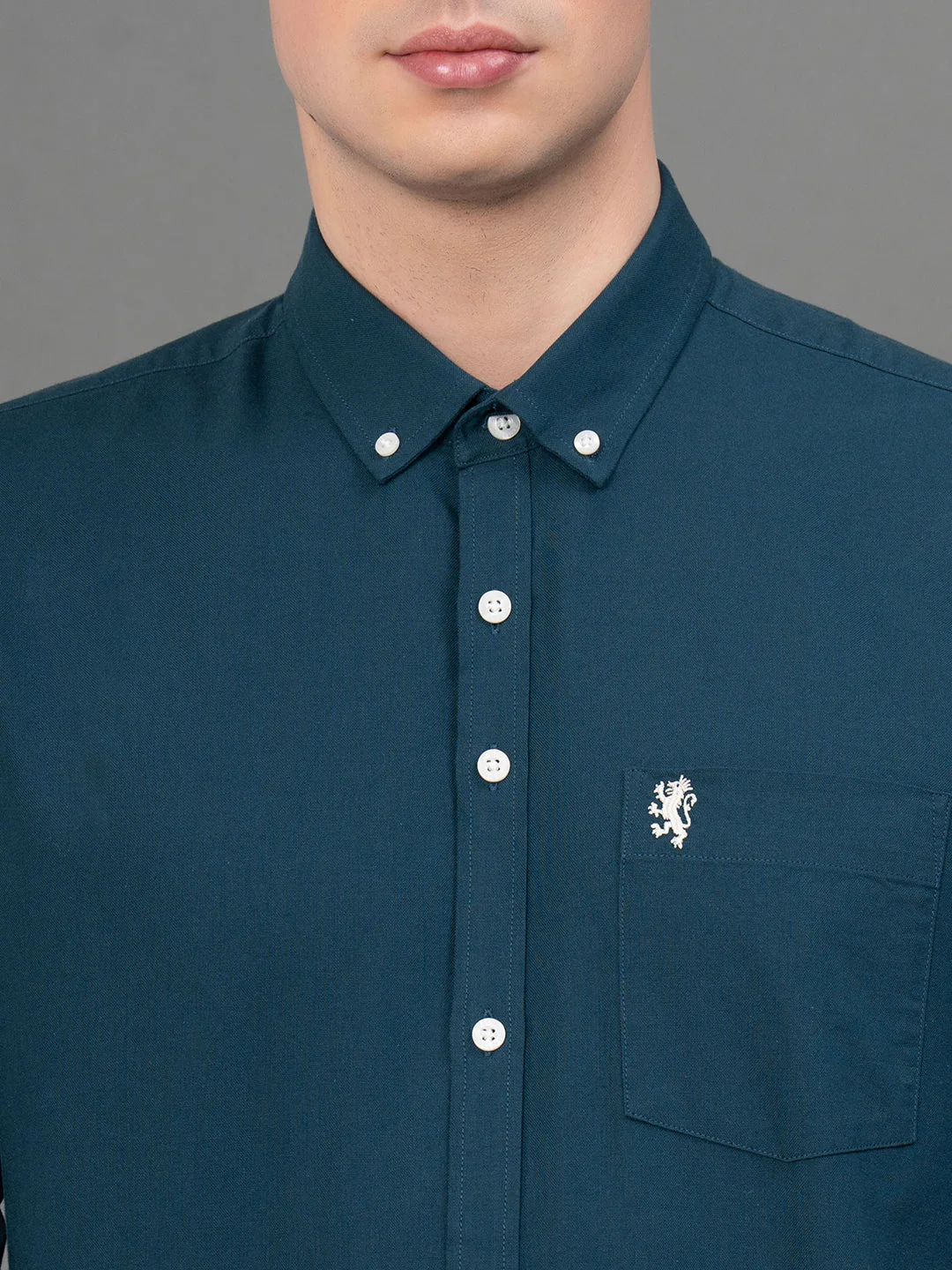 Teal Oxford Shirt for Men - Image 4