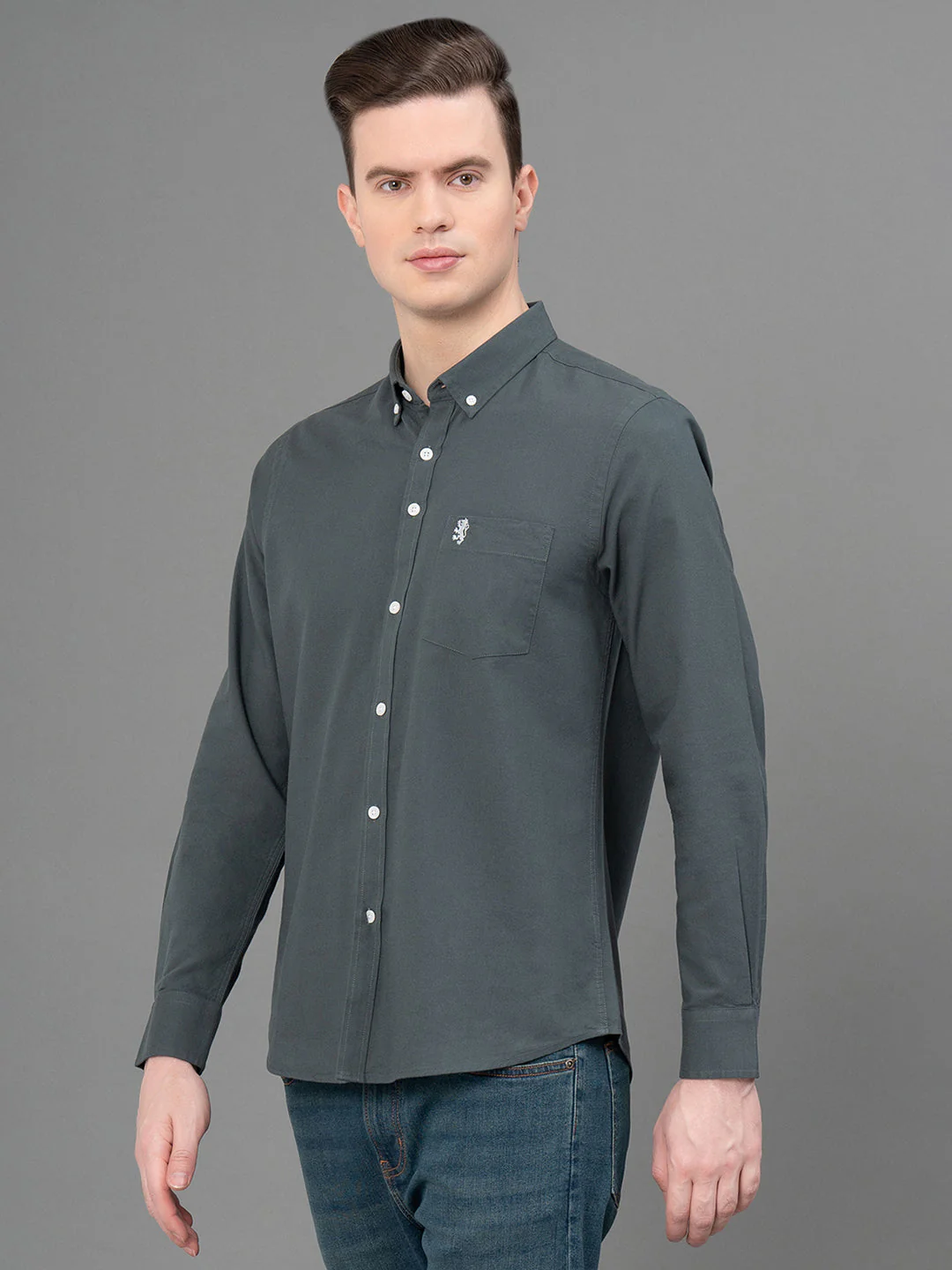 Dark Sage Oxford Shirt for Men - Image 2