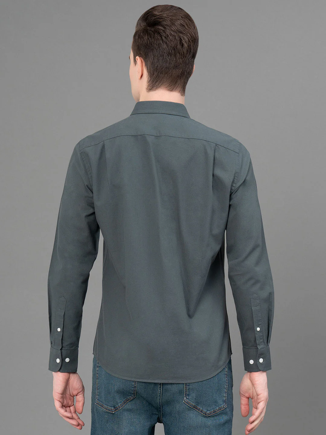 Dark Sage Oxford Shirt for Men - Image 4