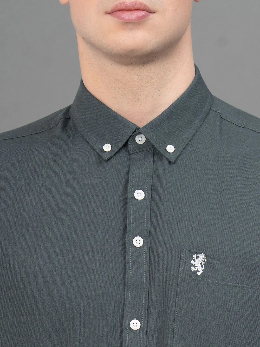 Dark Sage Oxford Shirt for Men - Image 5