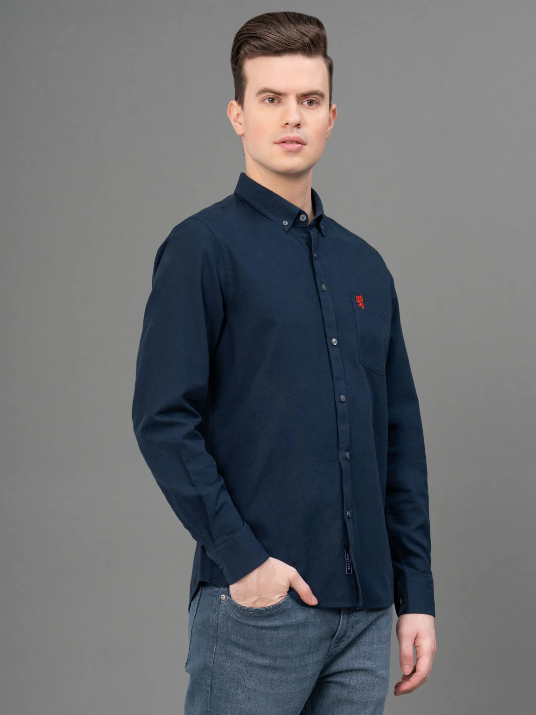 Navy Oxford Shirt for Men - Image 2