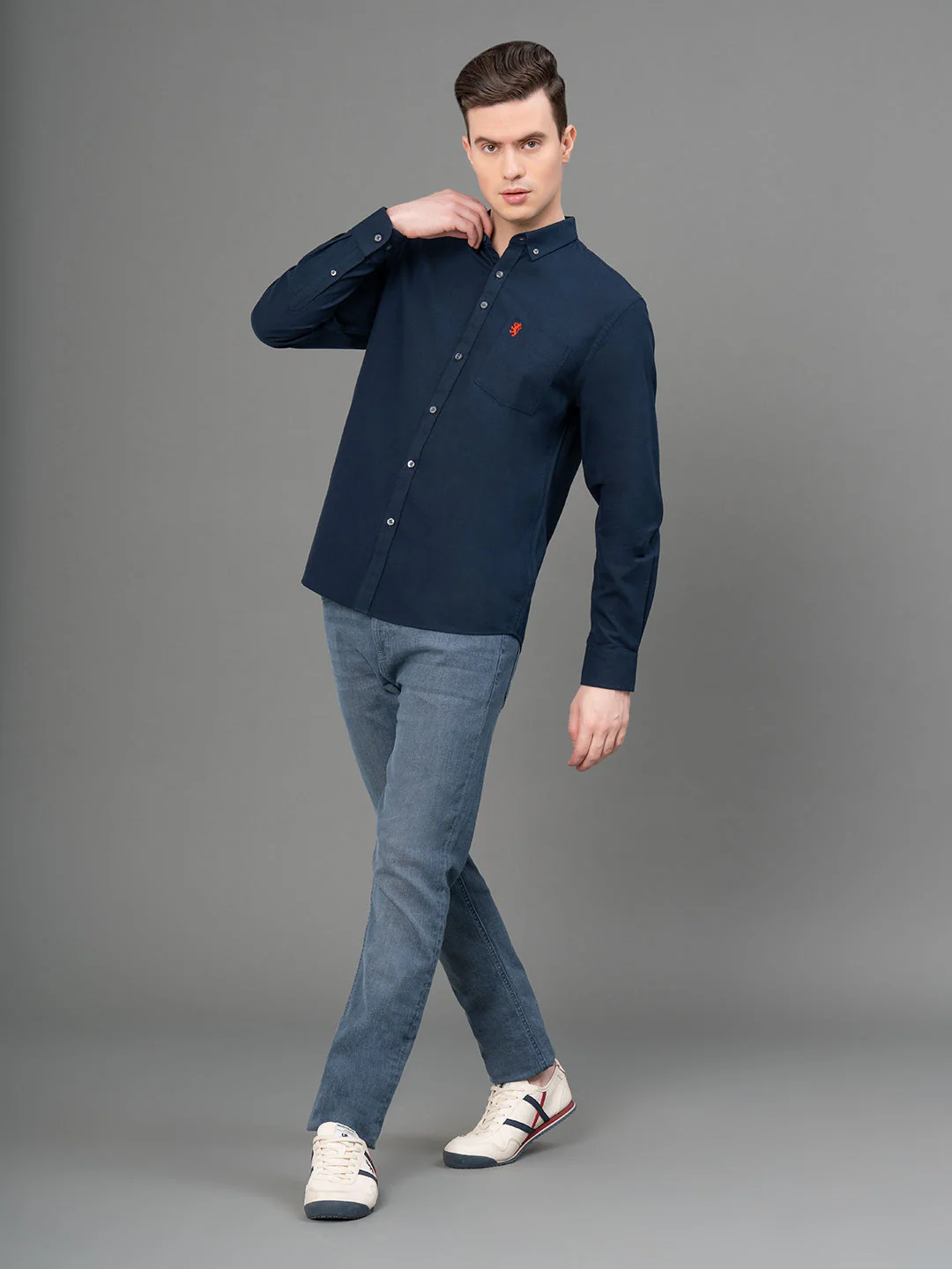 Navy Oxford Shirt for Men - Image 4