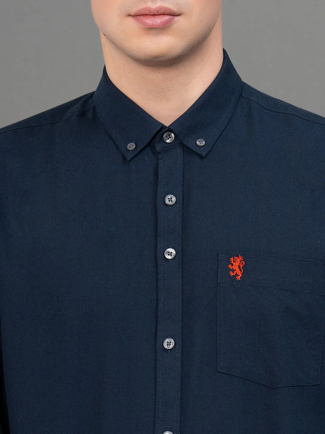 Navy Oxford Shirt for Men - Image 5