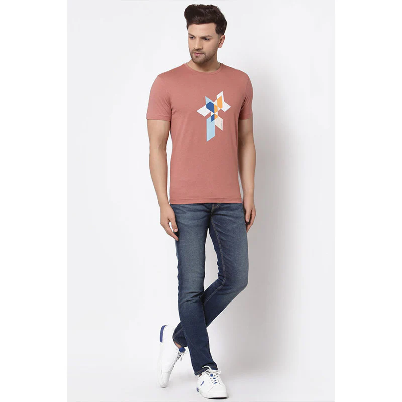 Pale Pink Graphic Print Pure Cotton Men's T-Shirt - Image 5