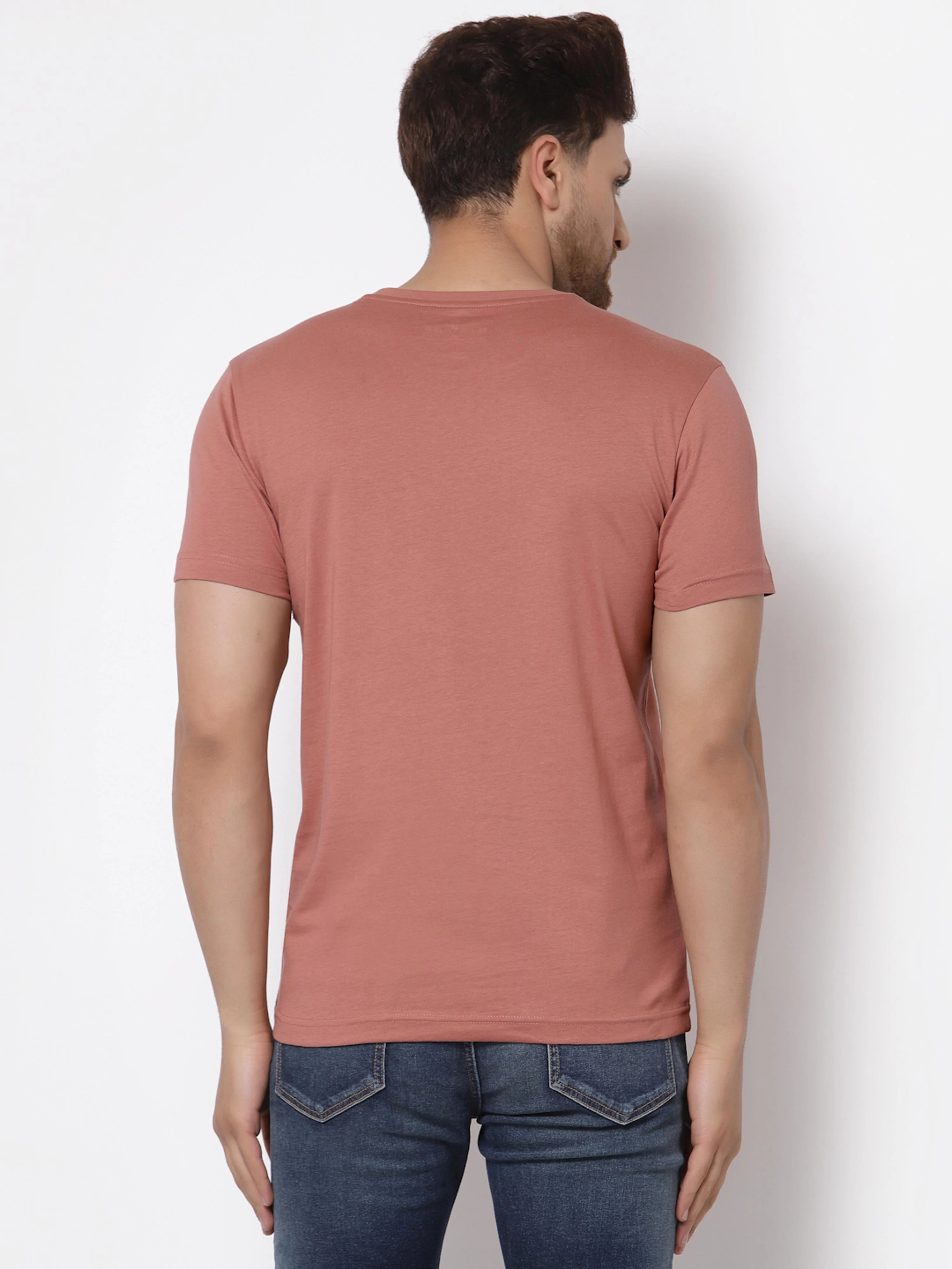 Pale Pink Graphic Print Pure Cotton Men's T-Shirt - Image 3