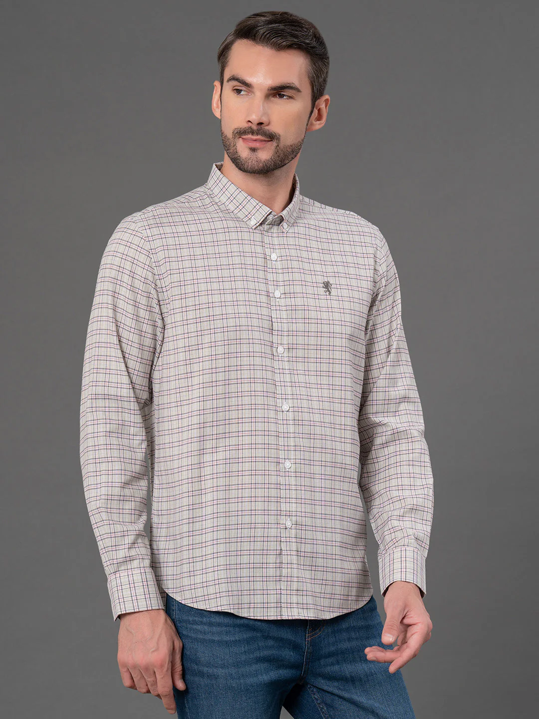 Pastel Green Checked Shirt for Men - Image 2