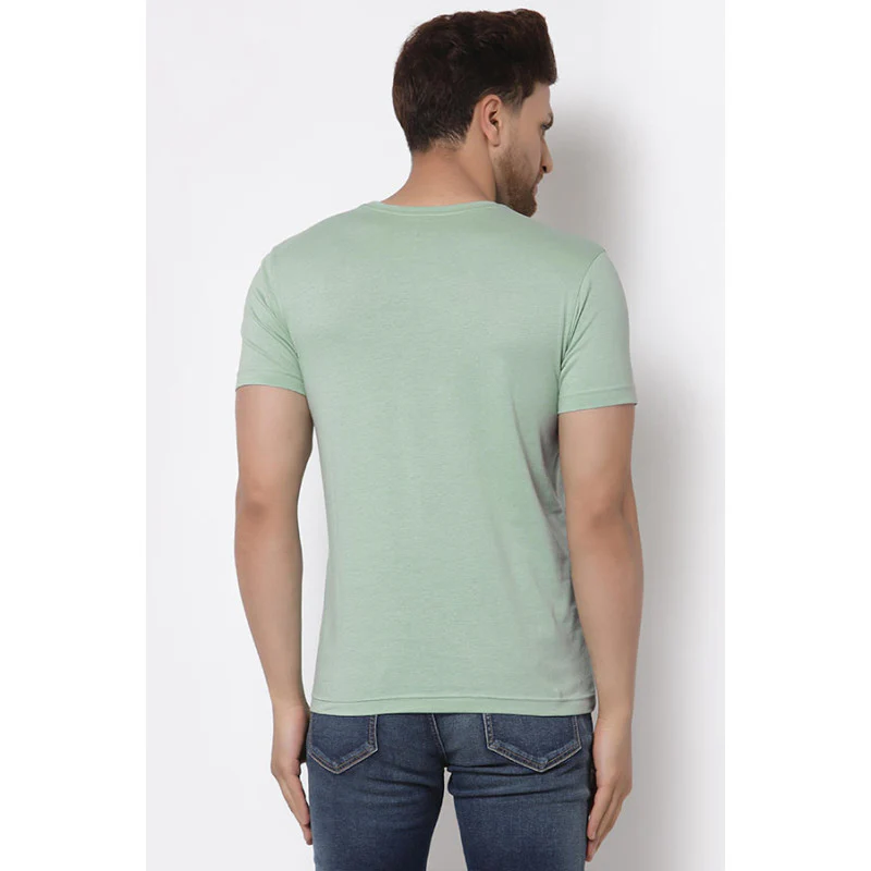 Pastel Green Graphic Print Pure Cotton Men's T-Shirt - Image 3