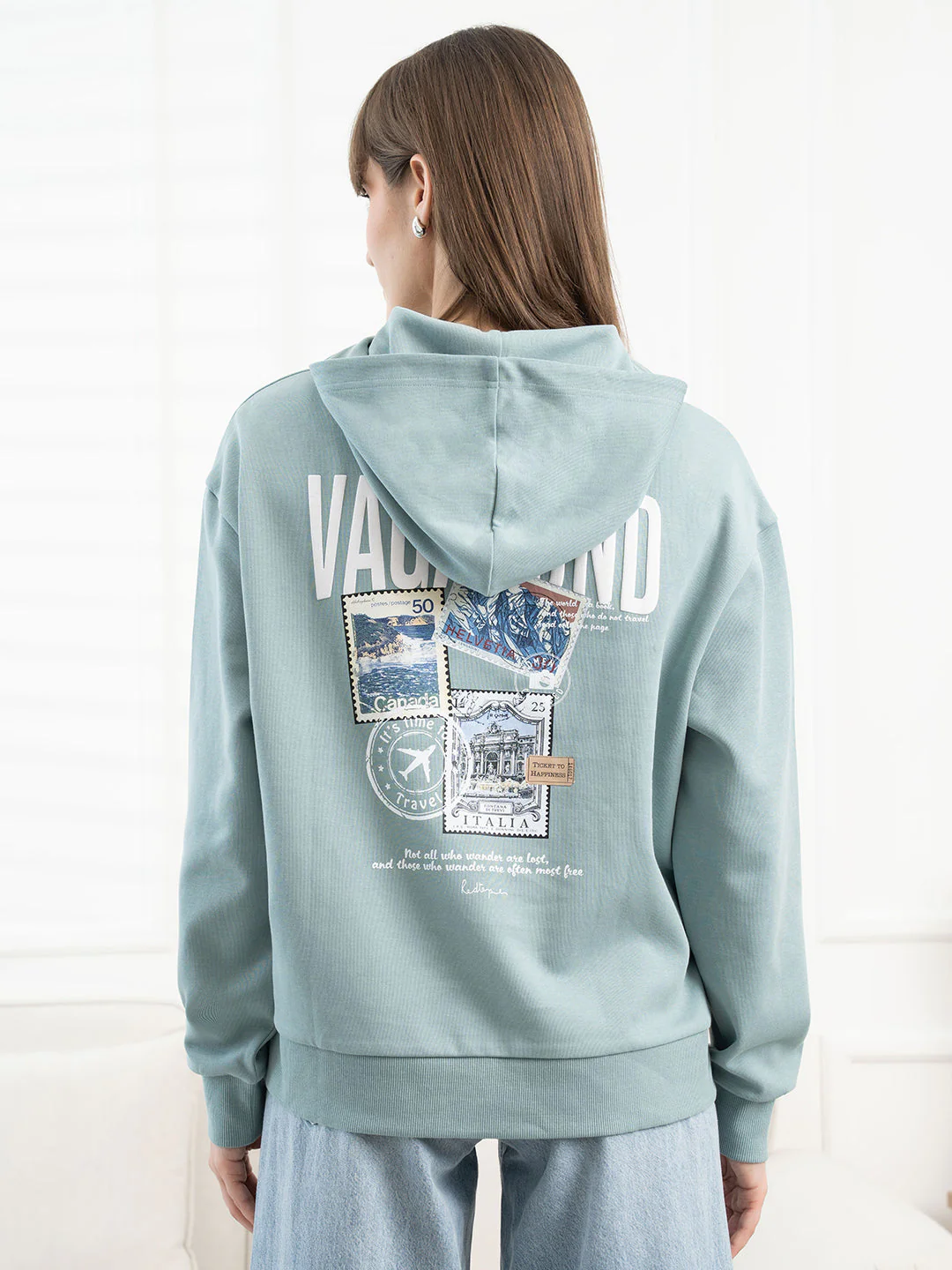 Pastel Green Hoodie for Women - Image 4
