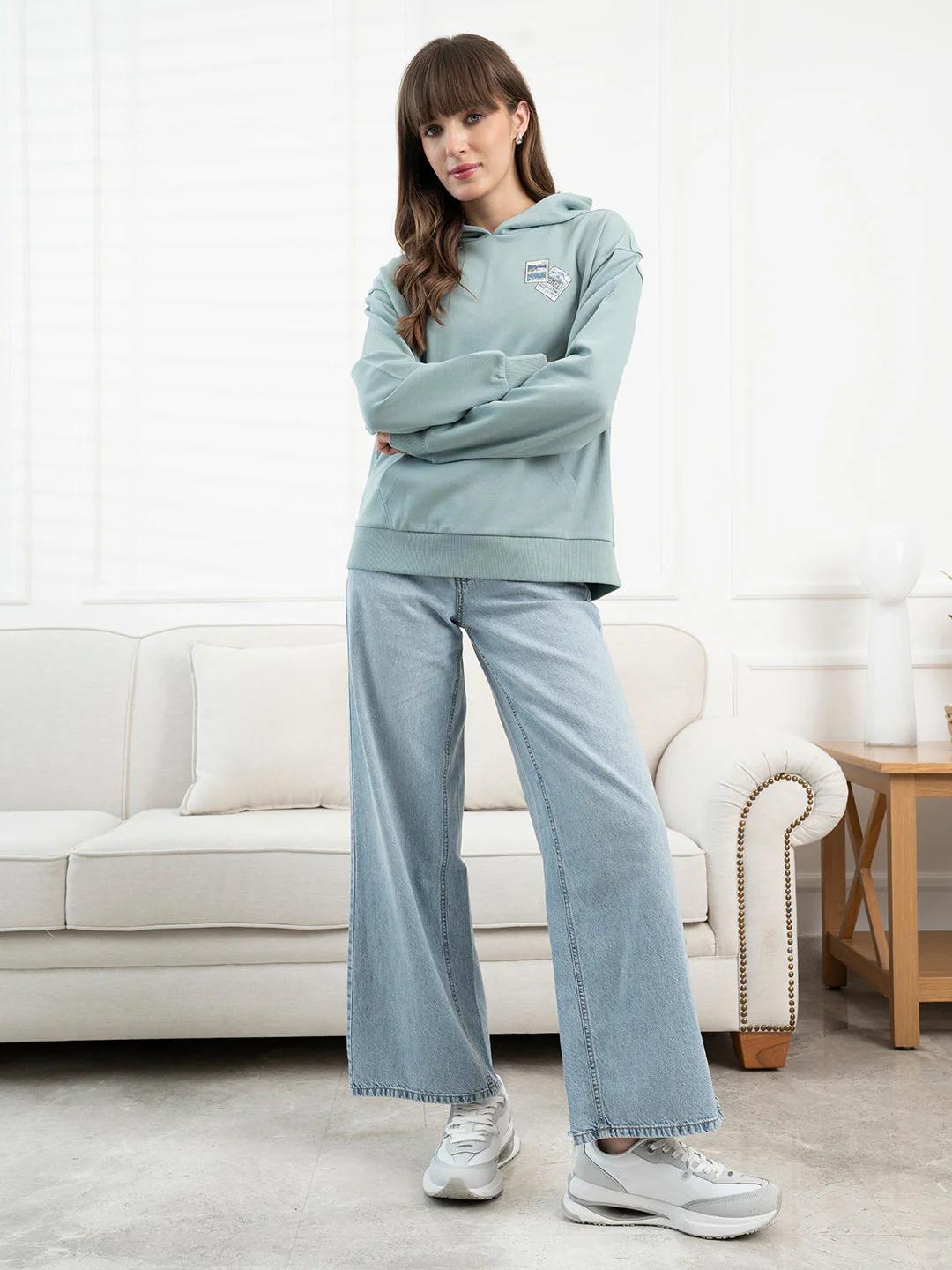 Pastel Green Hoodie for Women - Image 7