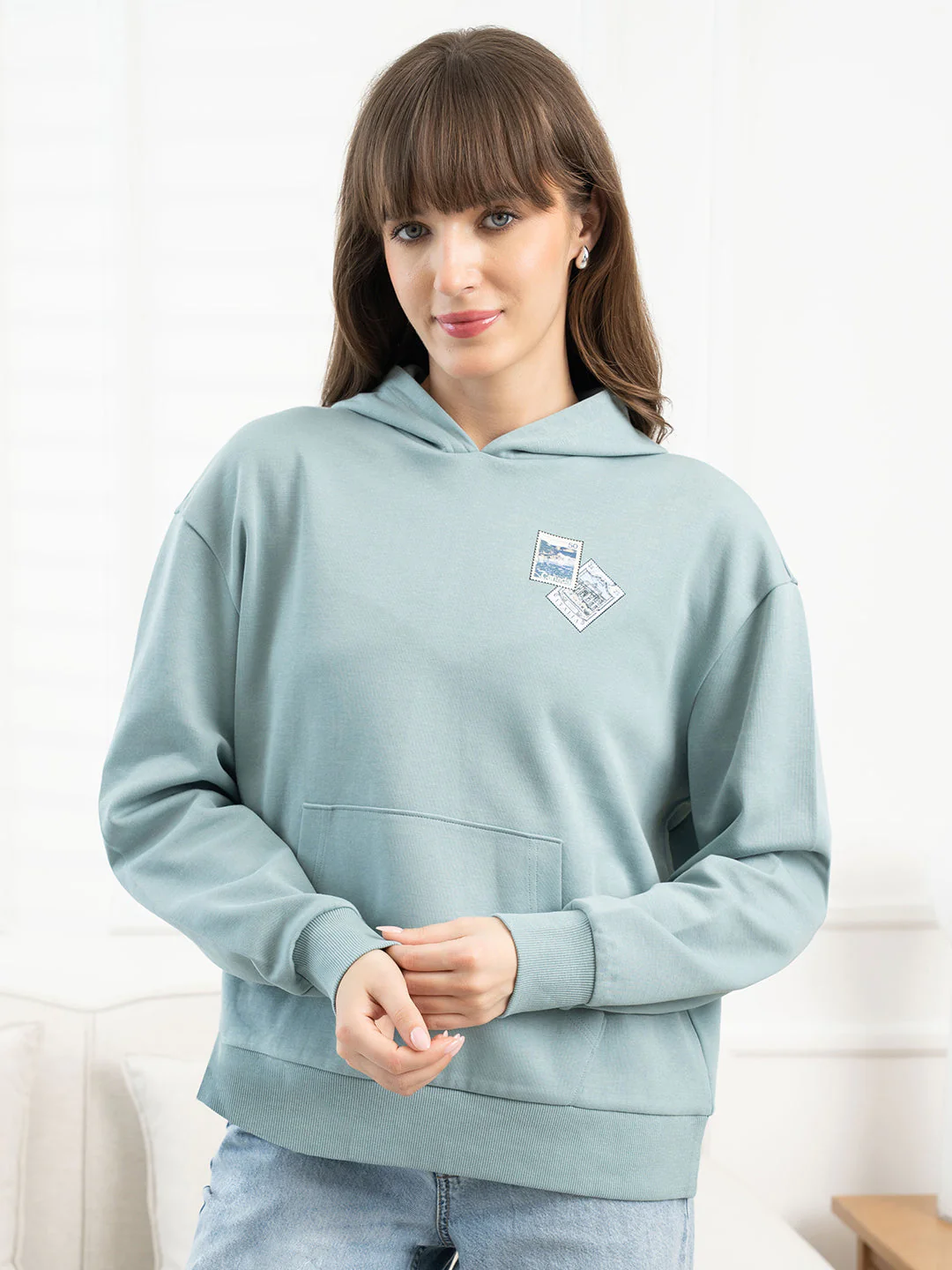 Pastel Green Hoodie for Women - Image 8