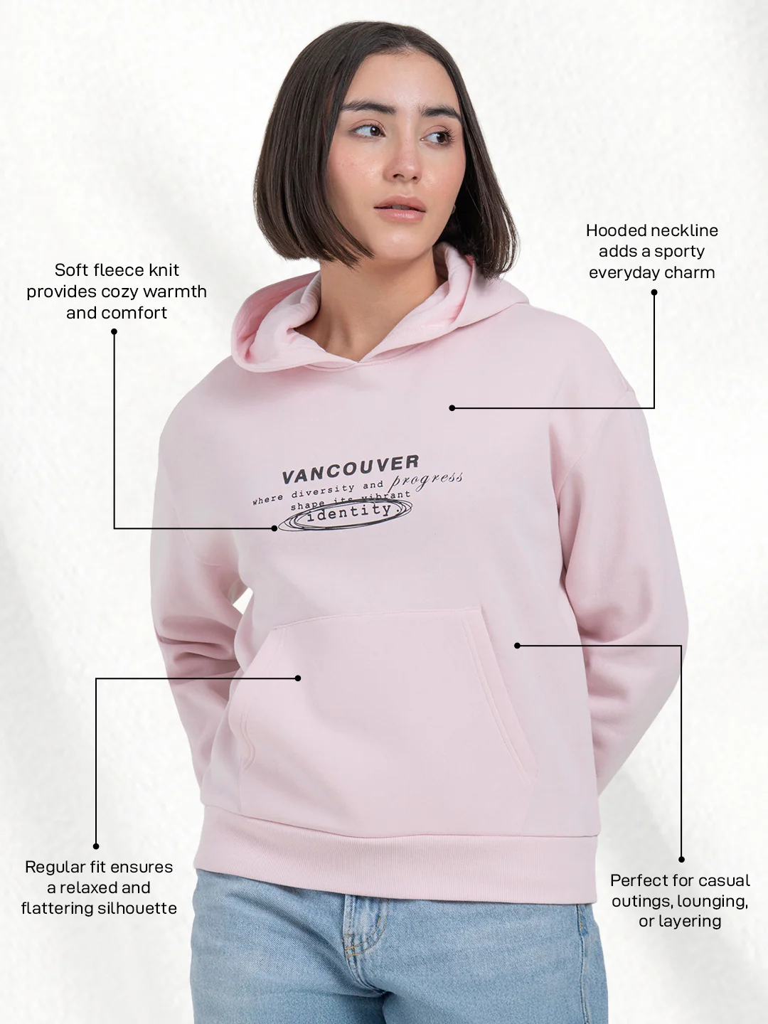 Pastel Pink Hoodies for Women | Graphic Hoodie for Everyday Style - Image 2