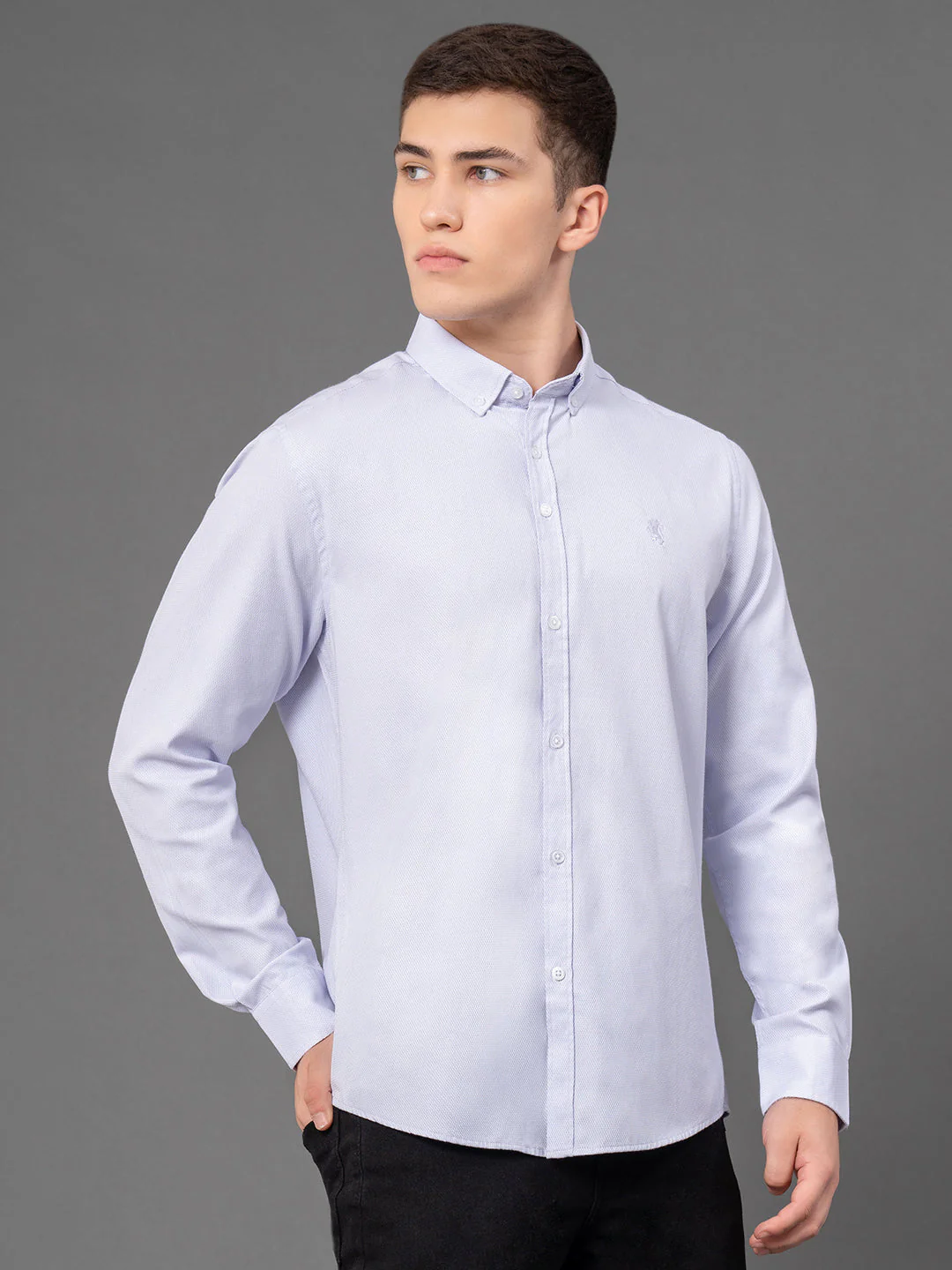 Pastel Purple Dobby Shirt for Men - Image 2