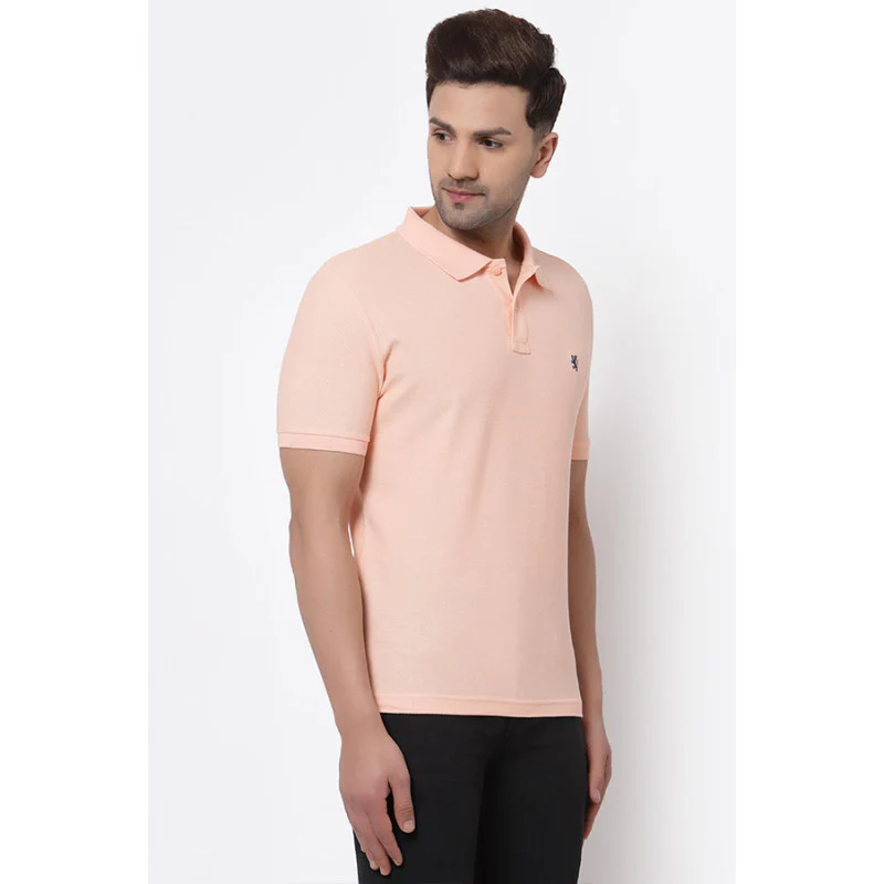 Peach Solid Pure Cotton Men's T-Shirt - Image 2