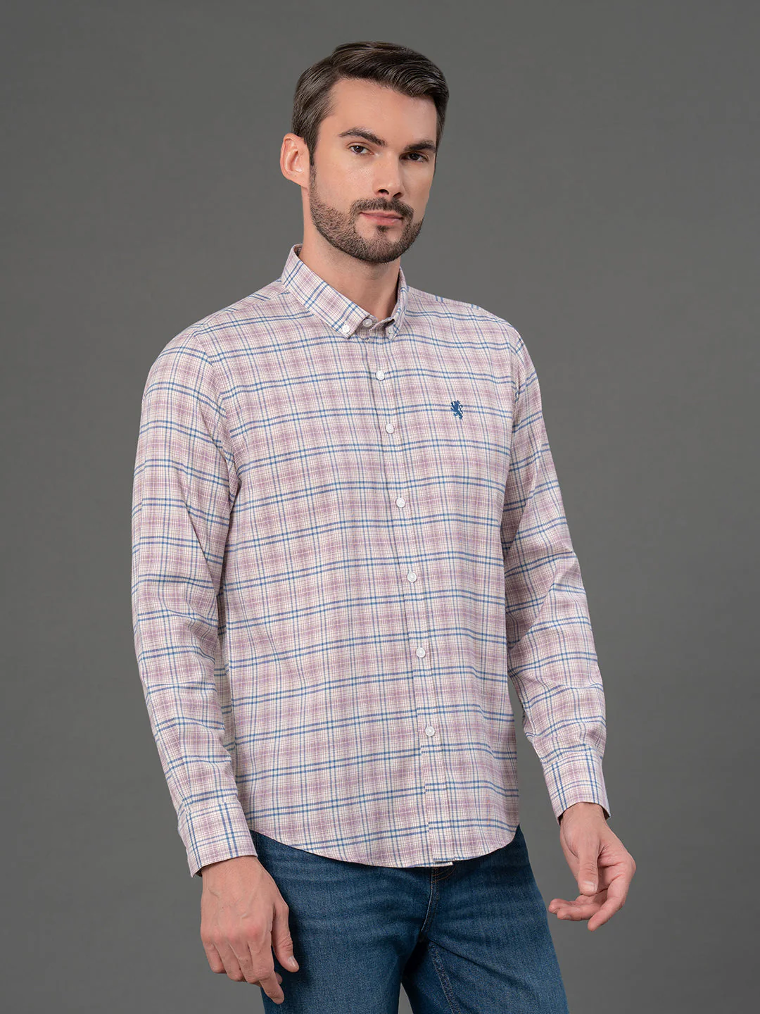 Plum Checked Shirt for Men - Image 2