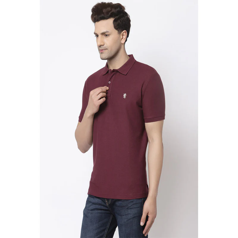 Plum Solid Pure Cotton Men's T-Shirt - Image 2