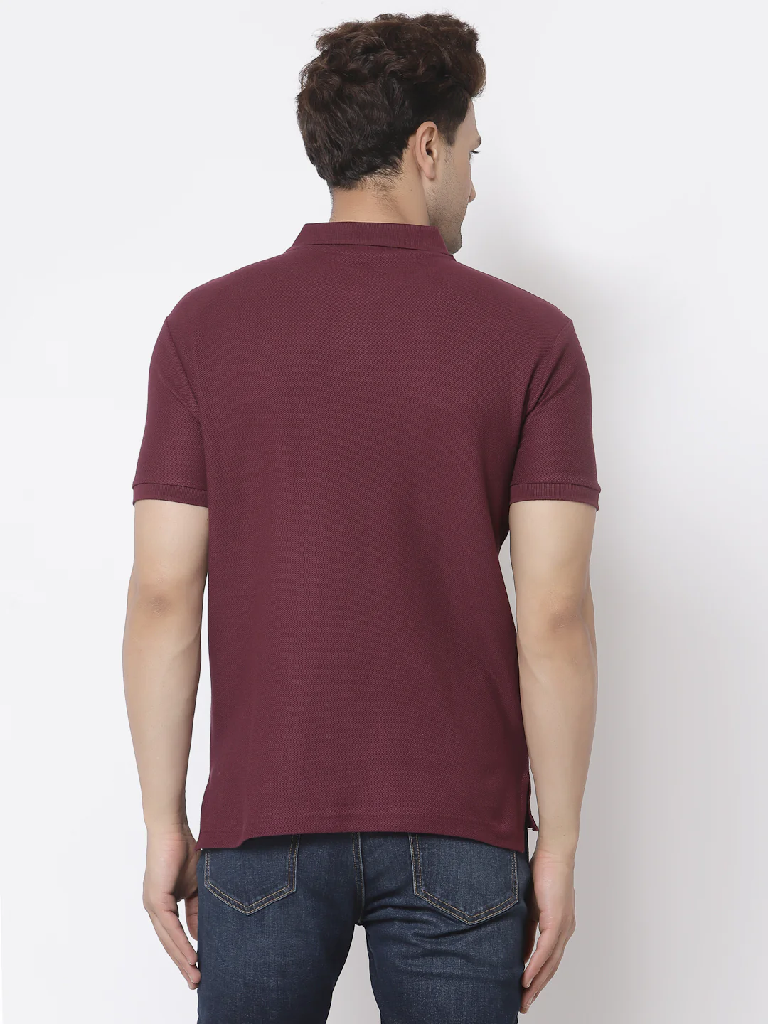 Plum Solid Pure Cotton Men's T-Shirt - Image 3