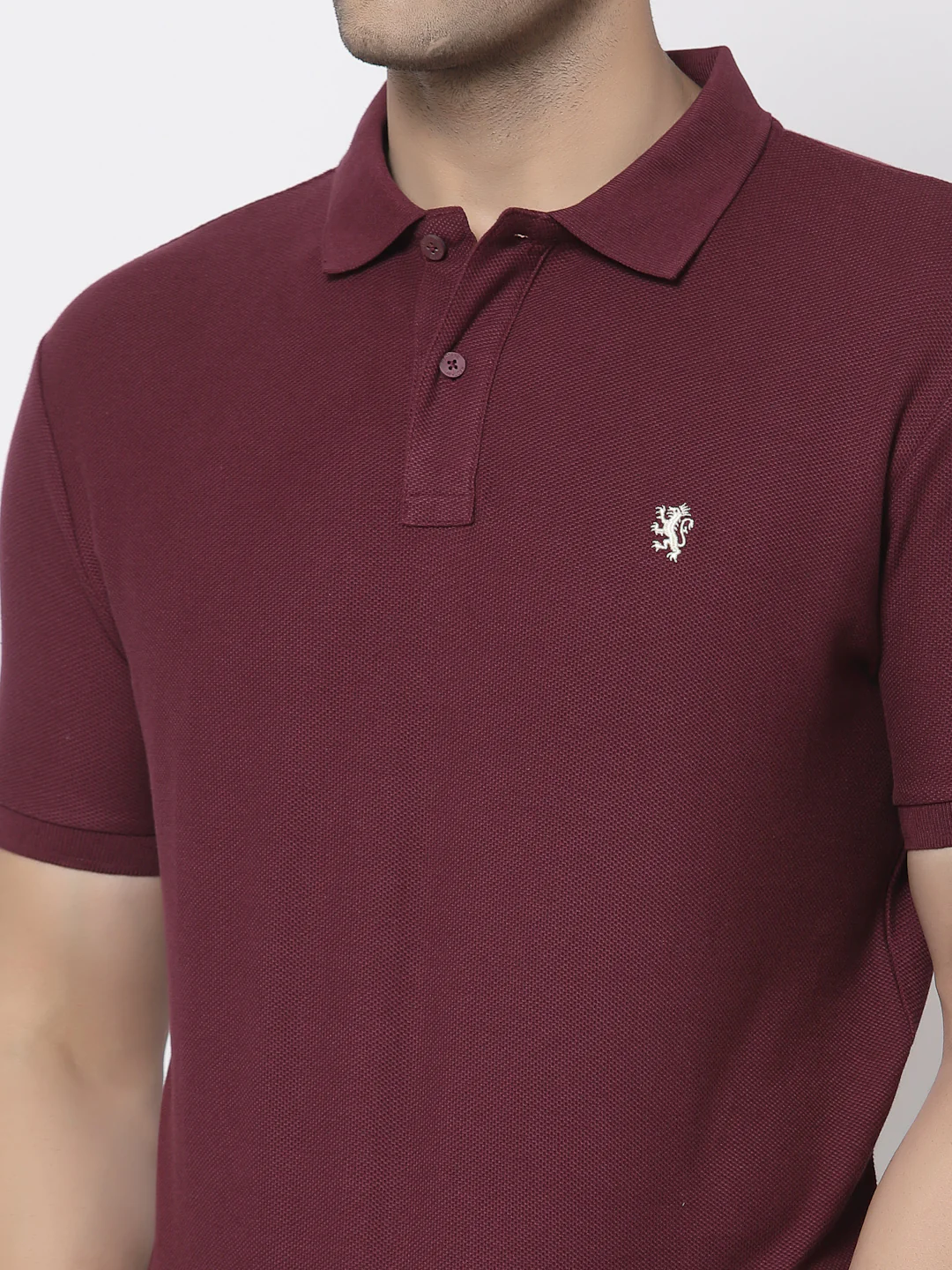 Plum Solid Pure Cotton Men's T-Shirt - Image 4