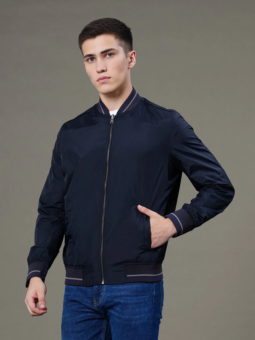 Reversible Baseball Collar Jacket for Men - Image 3