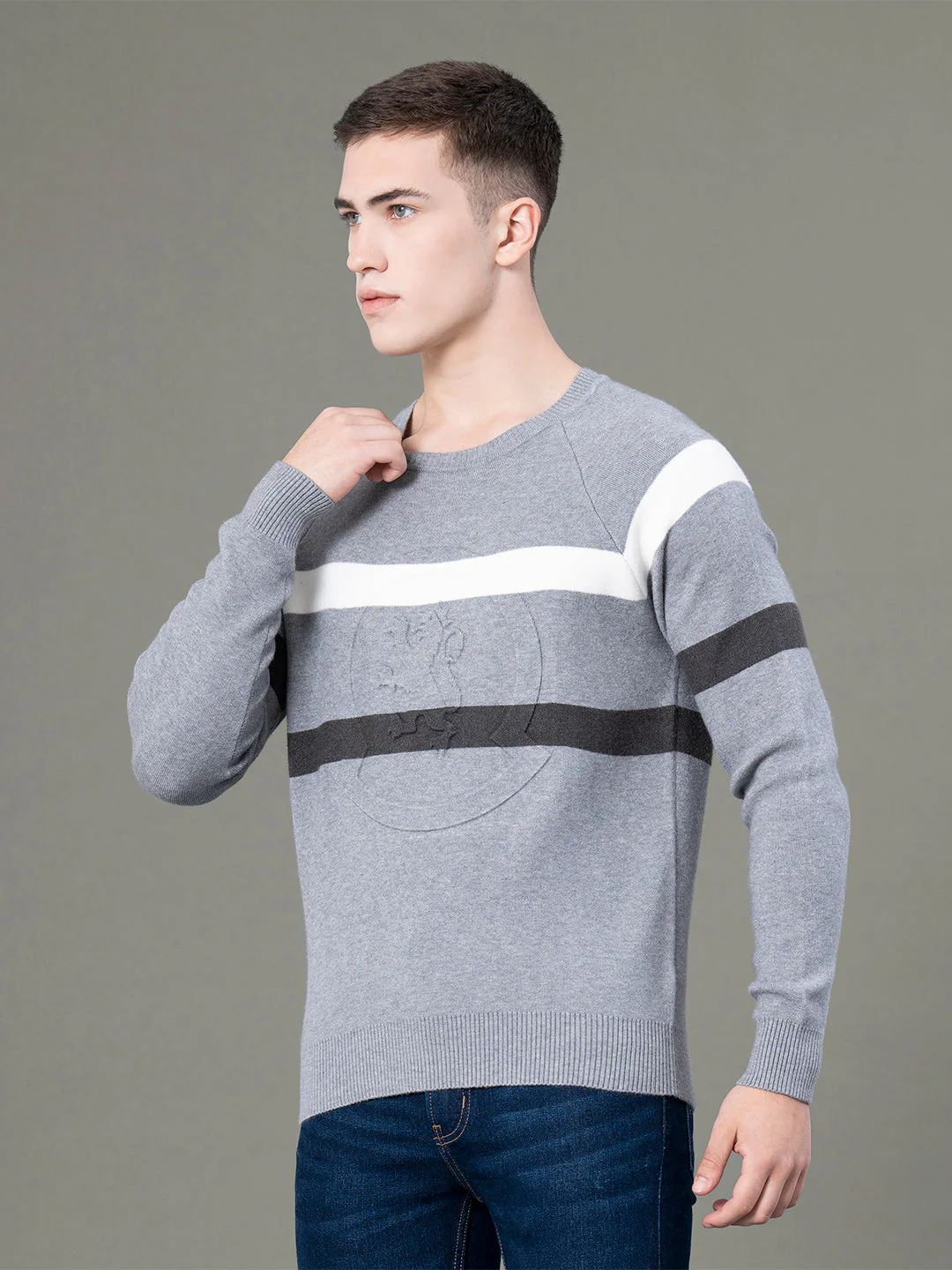 Round Neck Embossed Sweater for Men - Image 2